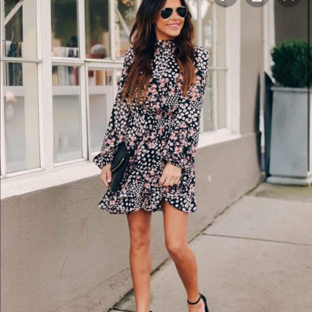 Floral Mock Neck Dress